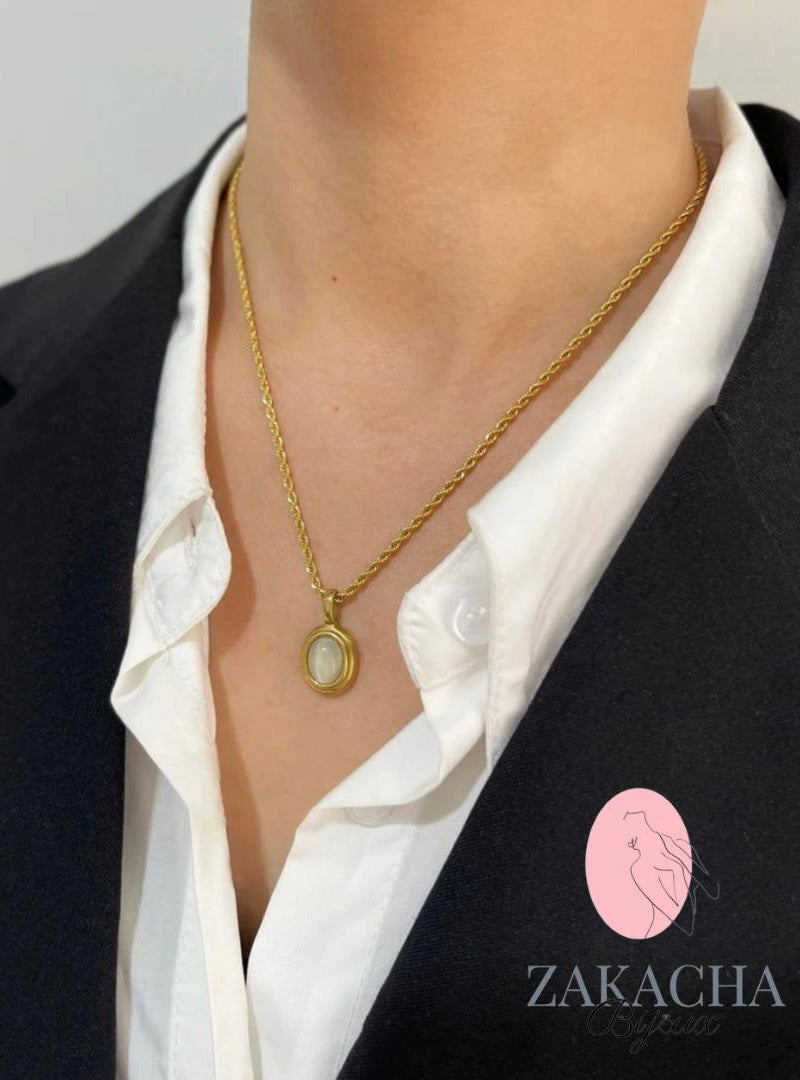 Collier AYA (pierre onyx ou jade)