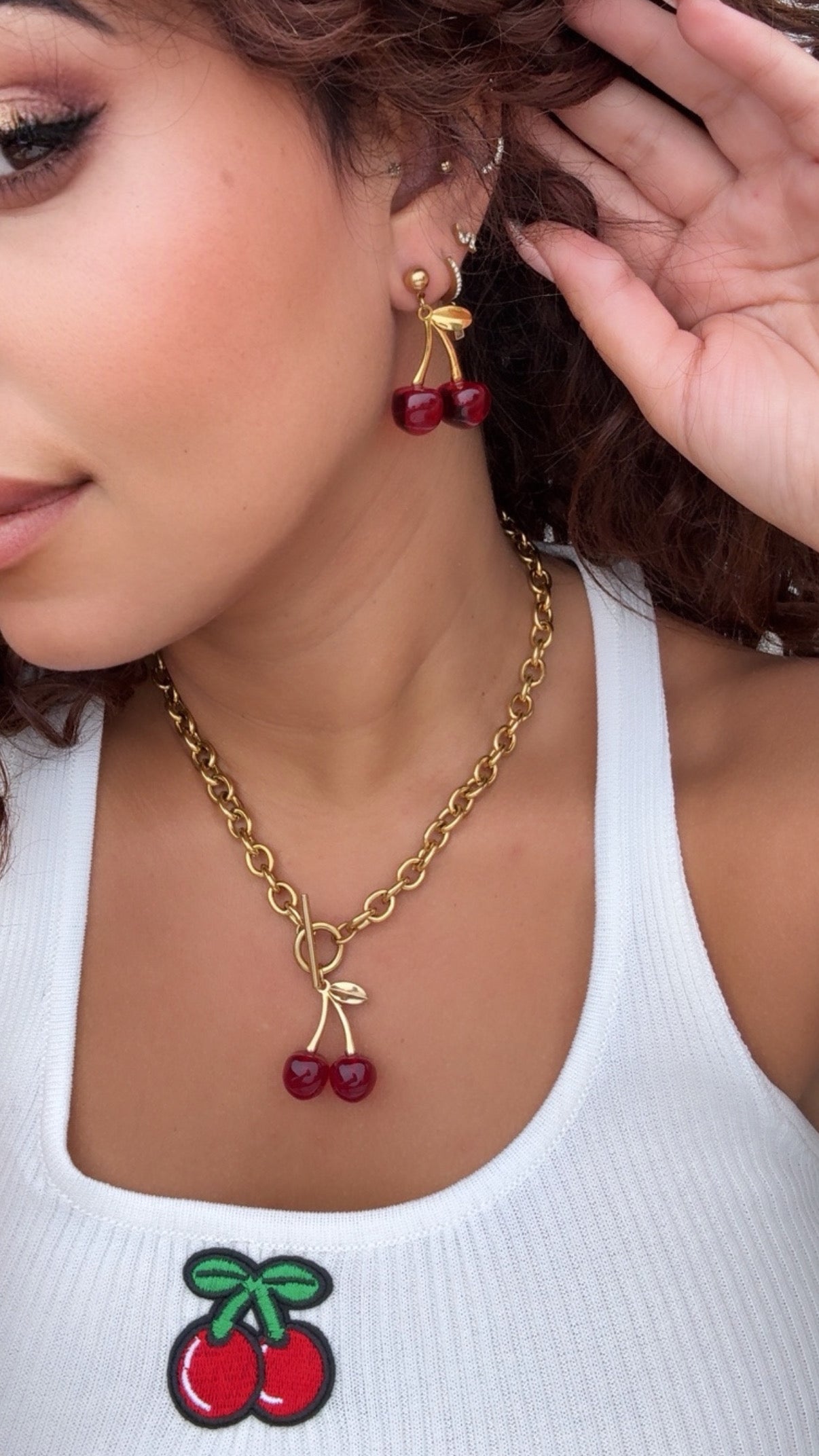 collier et boucles d'oreilles CERISES