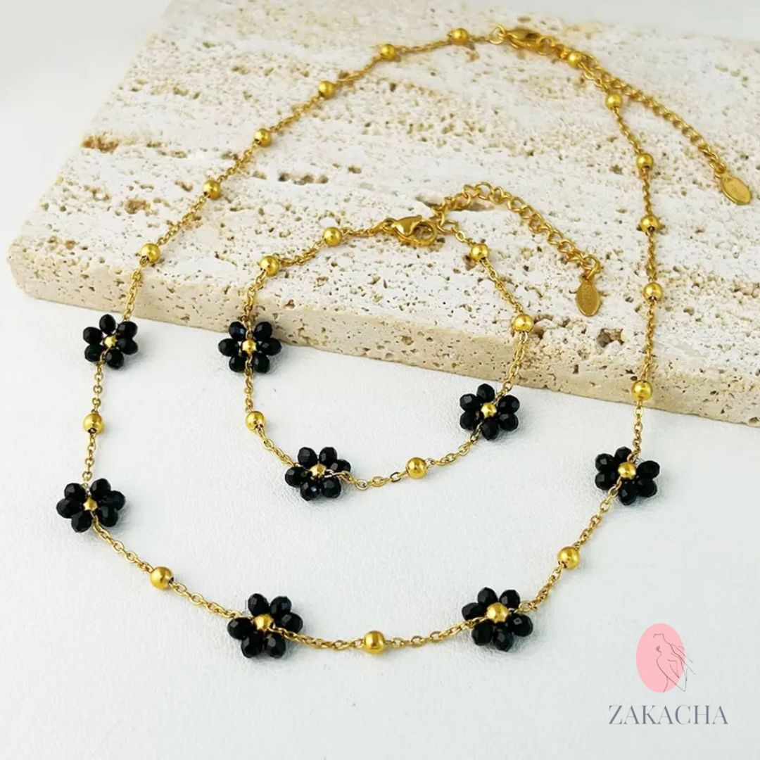 Parure BIANCA noir collier et bracelet