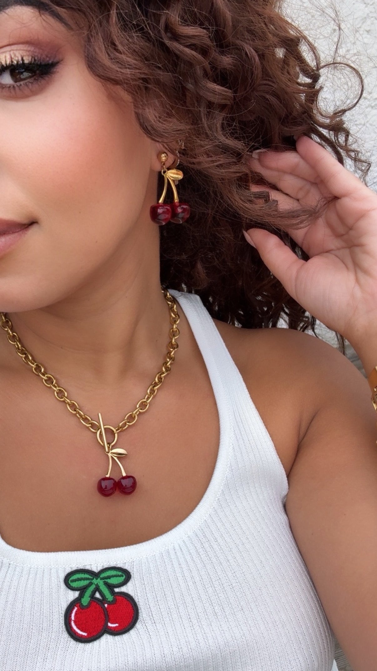 collier et boucles d'oreilles CERISES