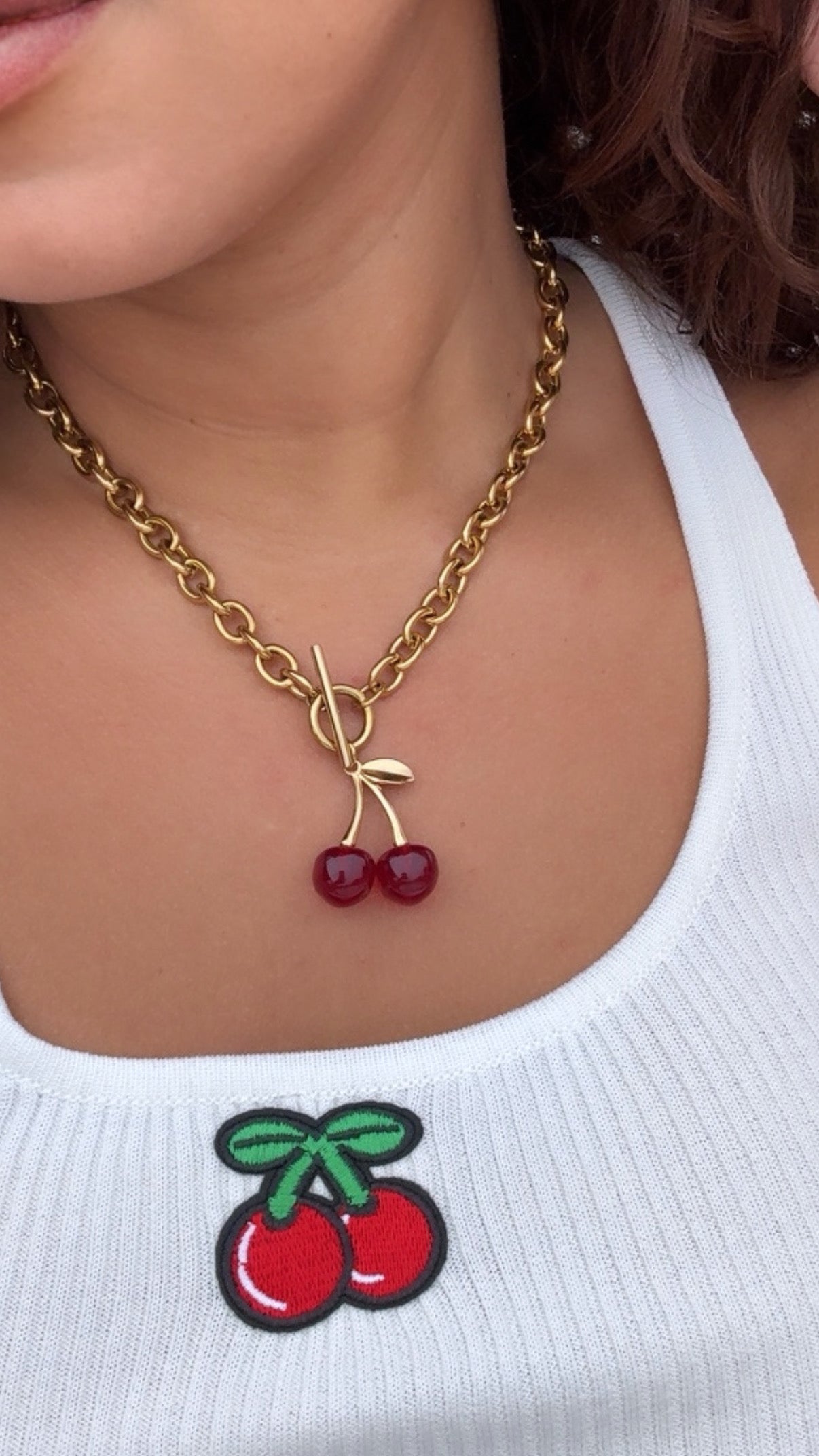 collier et boucles d'oreilles CERISES