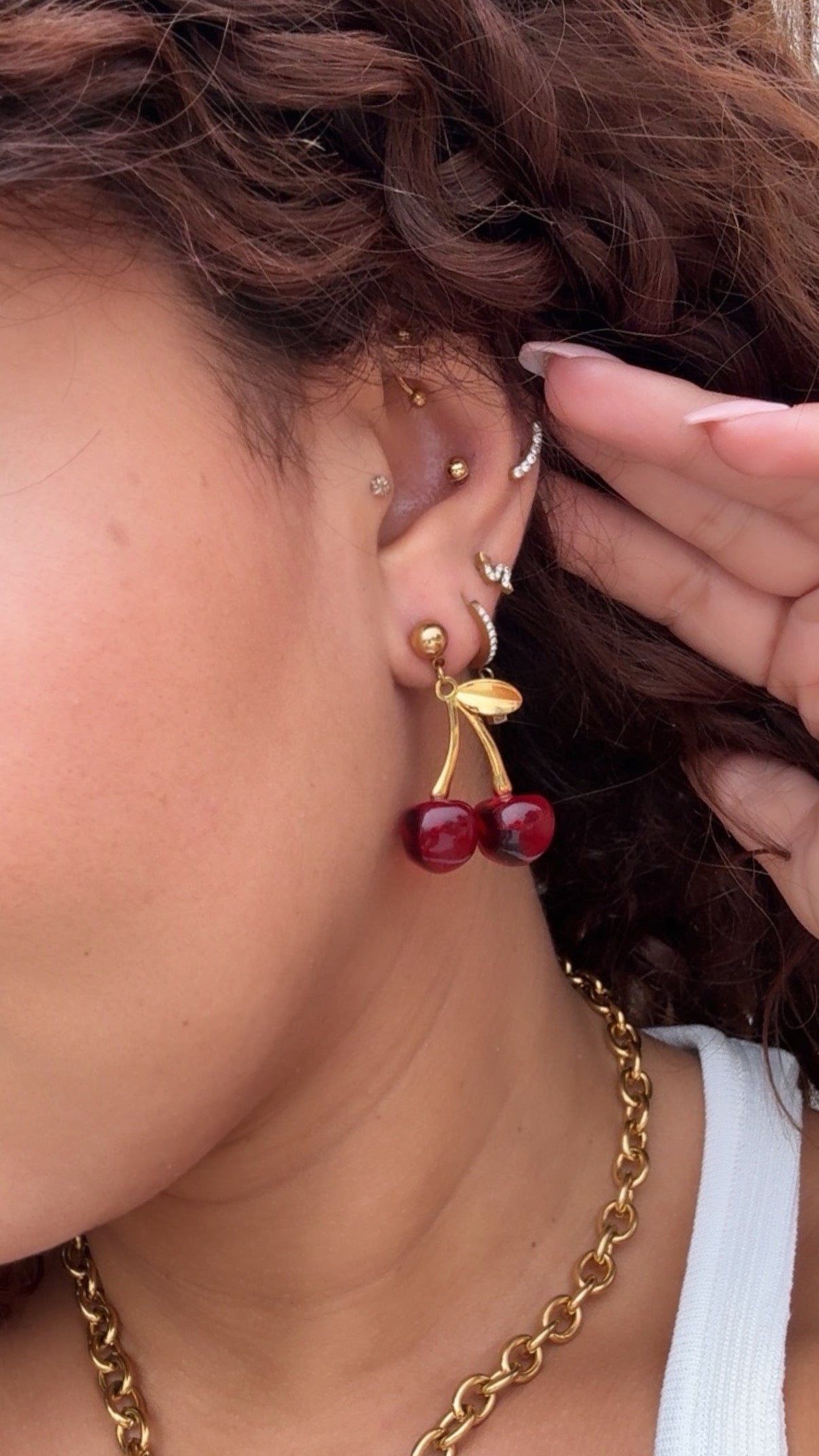 collier et boucles d'oreilles CERISES