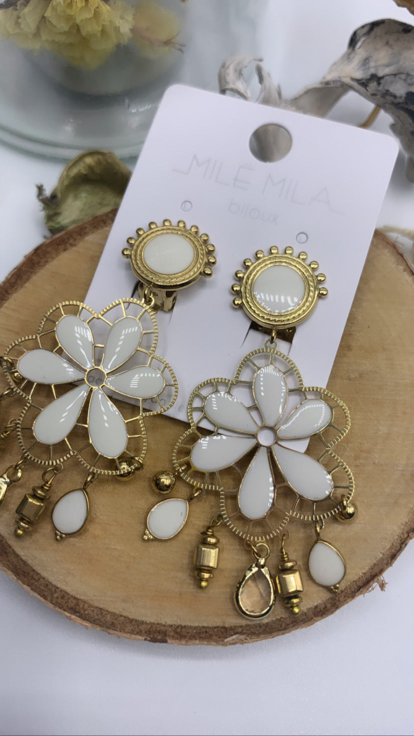 Boucles d'oreilles SERKET blanche