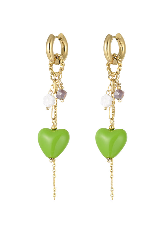 Boucles d'oreilles LOVE PARTY (disponible en vert et en beige)