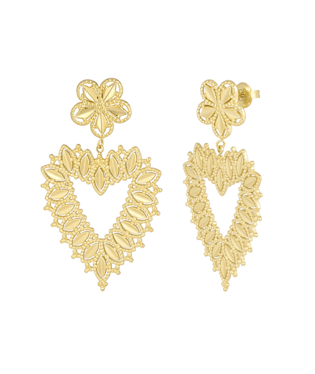Boucles d'oreilles COEUR (disponible en doré et en argenté)