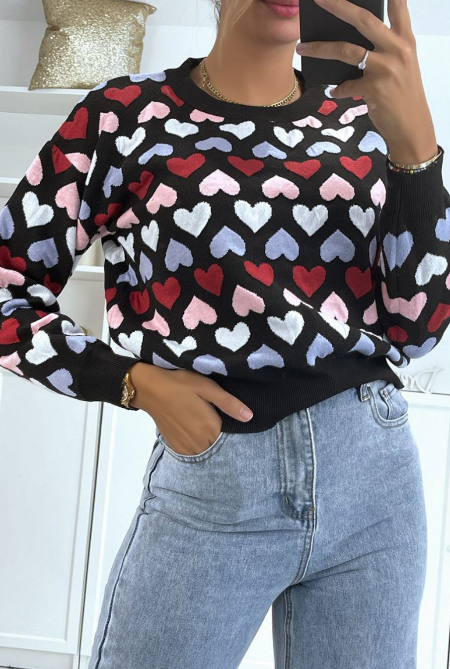 Pull COEUR noir